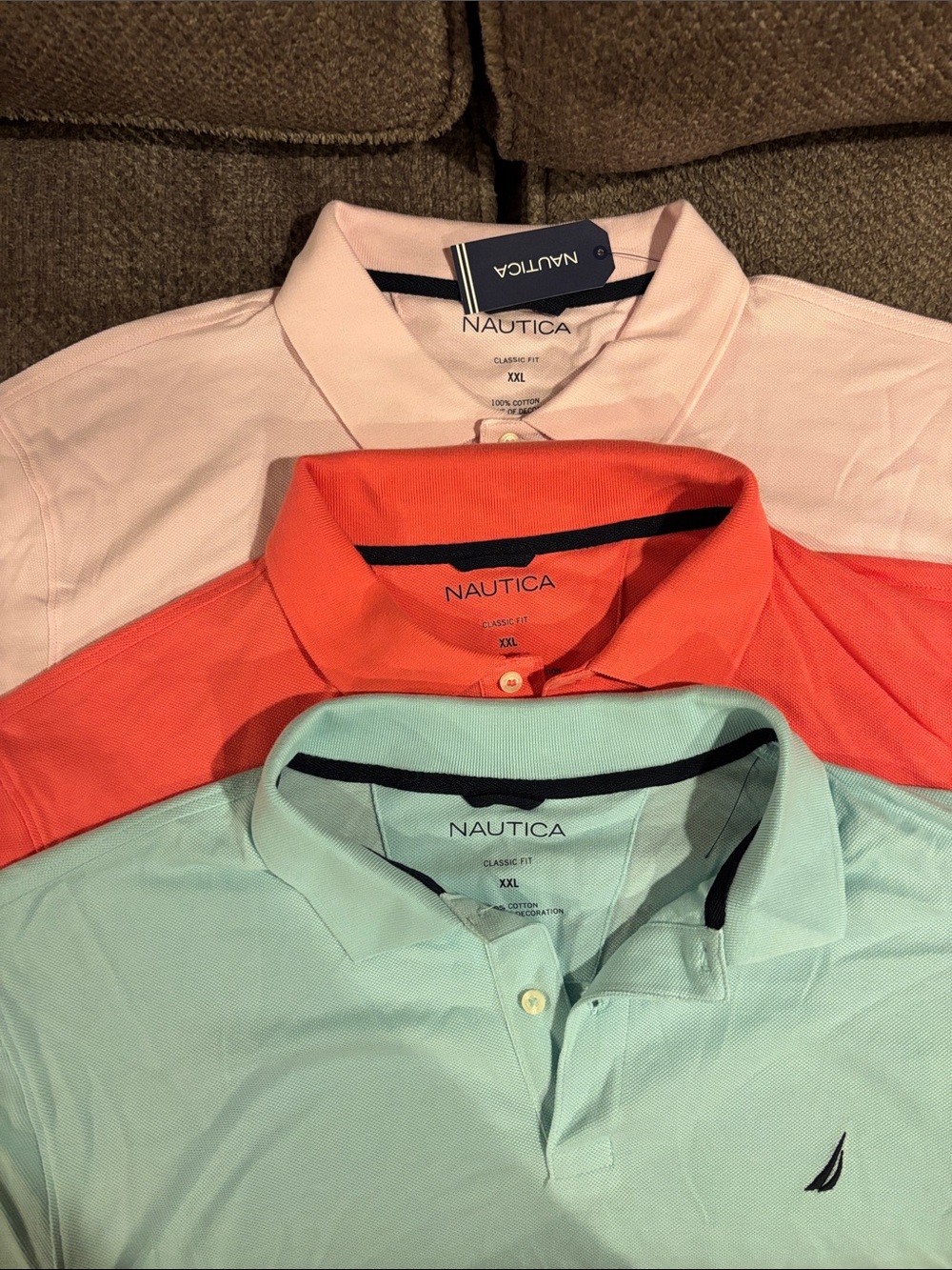 Nautica Men’s Polos - Mint Green, Coral, Light Pink